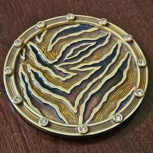 RARE JAY STRONGWATER JUNGLE SAFARI LIBRE TIGER CRYSTAL ENAMEL BAR DRINK COASTER